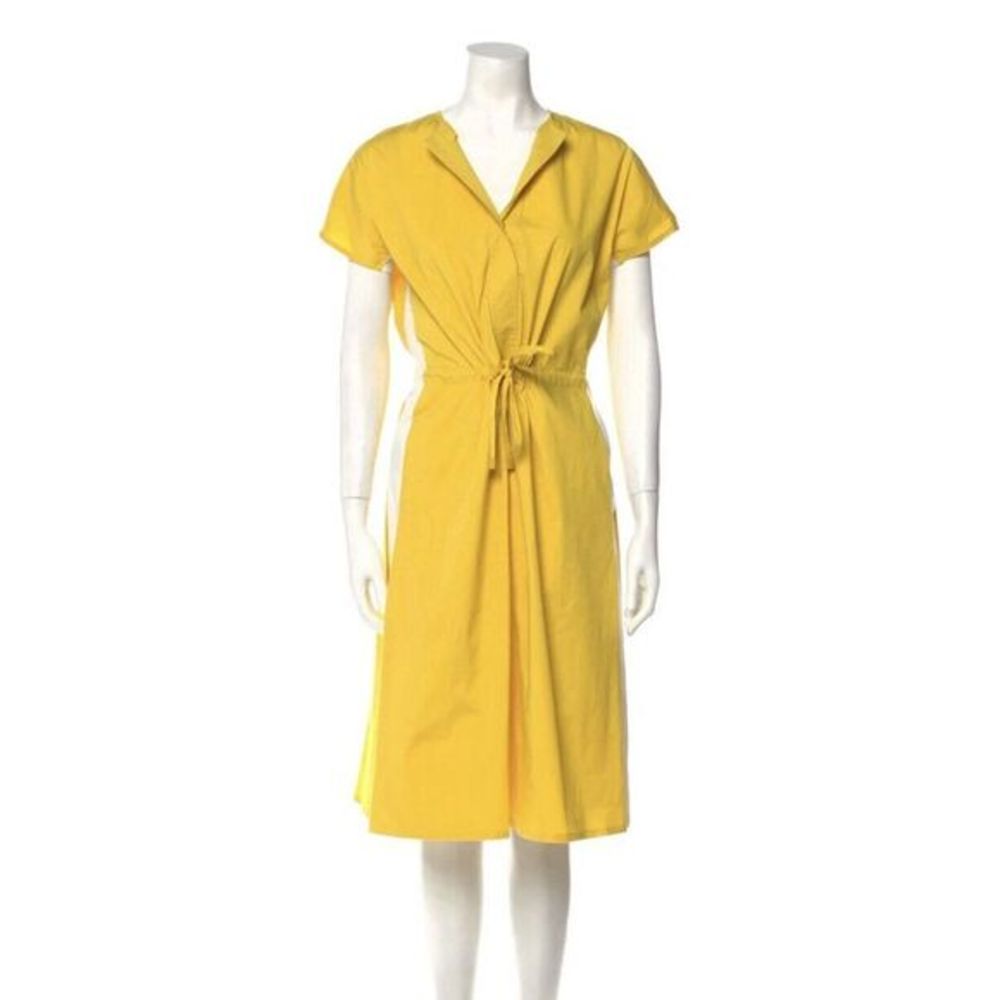 $1850 Loro Piana‎ Yellow Midi Cotton Dress Size IT 40 US 4/6 New Condition EUC